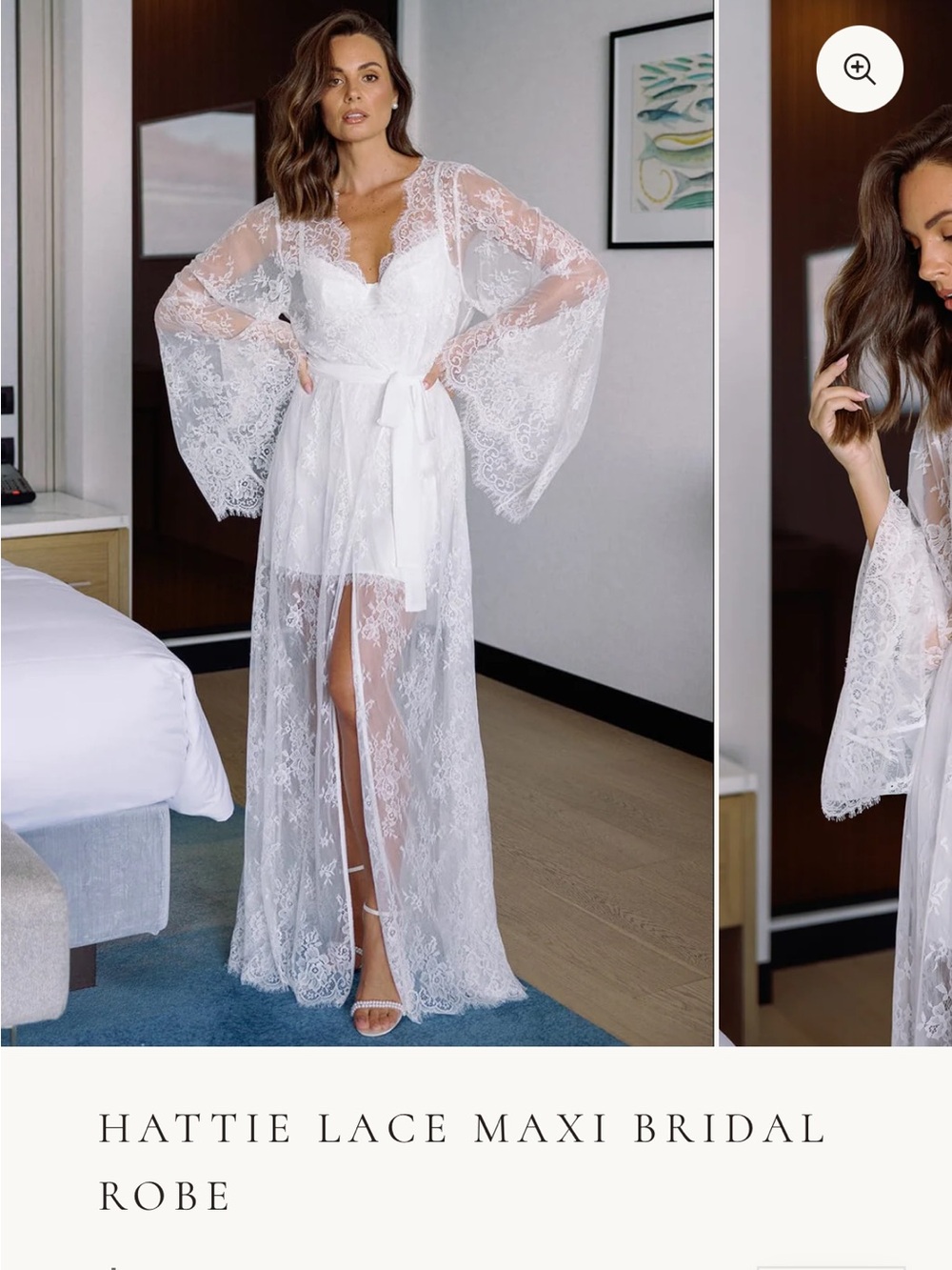 Hattie Lace Maxi Bridal Robe - White